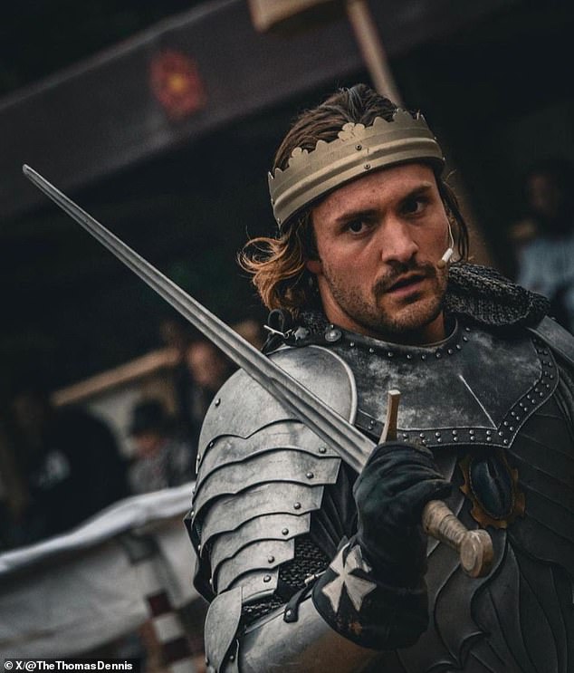 The new voice is not artificially generated, but is spoken by a human: London-based actor Thomas Dennis, who appeared as the king for events at Warwick Castle (pictured)