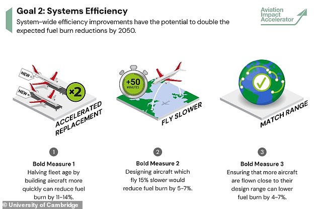 The report, titled 'Five years to chart a new future for aviation', outlines three 'bold efficiency measures' to reduce fuel consumption in aviation