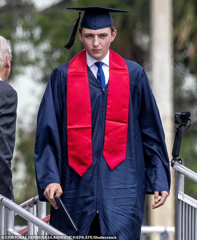 Barron Trump, 18, graduated from Oxbridge Academy in Palm Beach, Florida, in May and is now a freshman at NYU