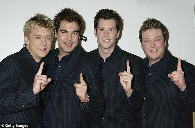 The singer was part of the band G4 and entered the competition in 2005 (Ben is pictured centre left with his bandmates Jonathan Ansell, Mike Christie and Matt Stiff)