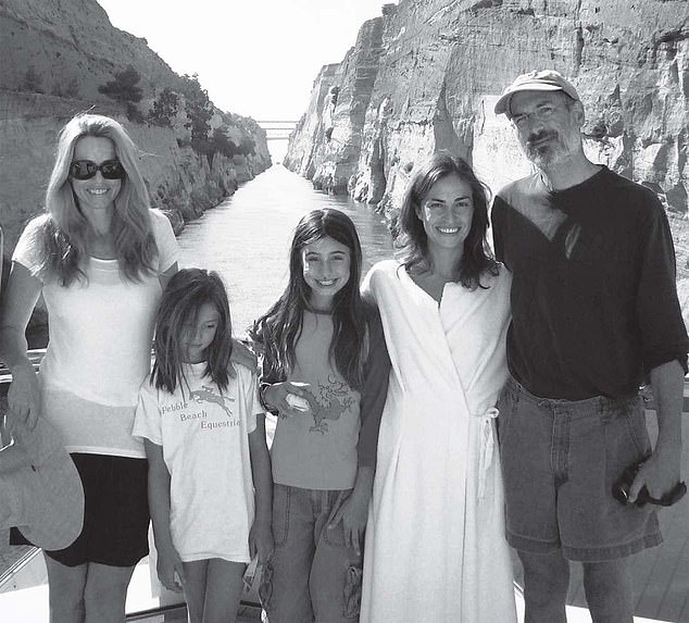 Eve (left) is the youngest of Steve and Laurene's three children together. The couple (pictured on vacation) also had a son Reed (center) and a daughter Erin (right)