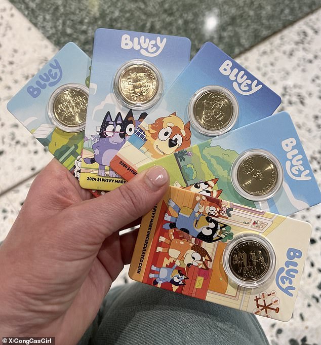 Australians are in a frenzy over a new set of Bluey coins, with queues forming outside Australia Post and customers claiming the website has crashed.