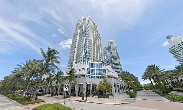 Pictured: The Miami Beach apartment complex where Miller and her daughters now live