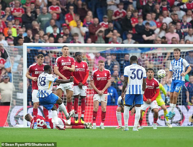 Welbeck scored directly from a free kick for the first time in his Premier League career