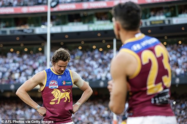 Joe Daniher felt the sting of the 2023 grand final loss to Collingwood after scoring three goals in the AFL decider