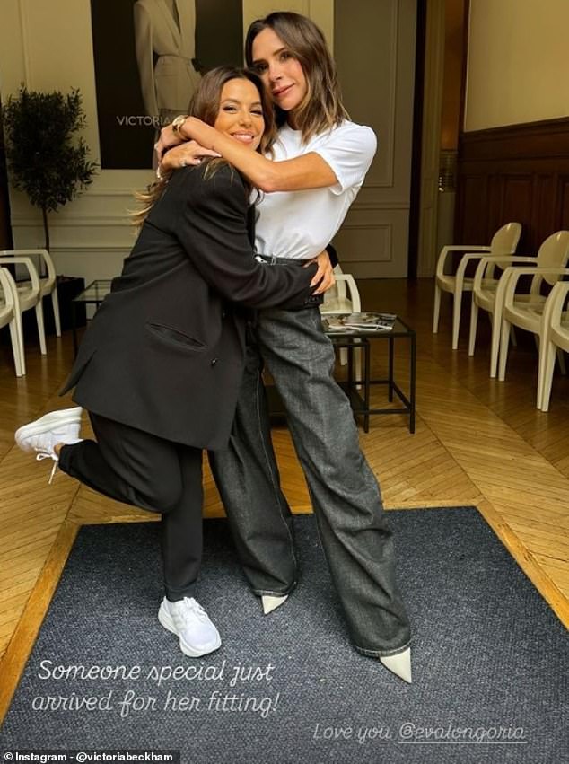 Victoria spent her day at work with her best friend Eva Longoria, and shared a sweet photo she took during a fitting as she prepped for her show on Friday.