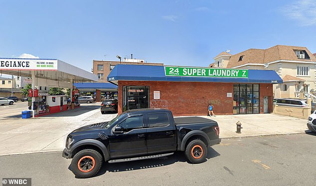 A 50-year-old woman working at a Super Laundry on Bath Avenue in Brooklyn was stabbed in the neck by an angry customer after she told him his clothes weren't ready for pickup. PICTURED: Super Laundry in Brooklyn