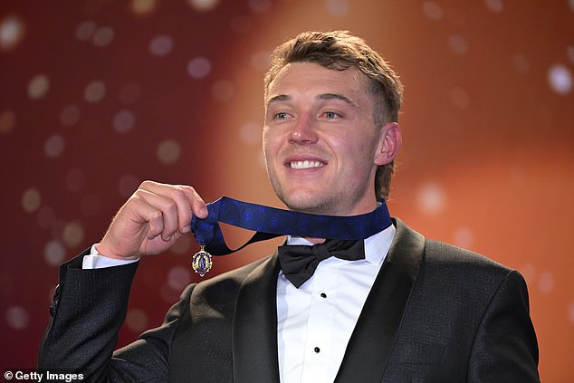 It comes as Carlton captain Patrick Cripps, 29, (pictured) won his second AFL Brownlow Medal, with a record 45 votes to convincingly claim the honour on Monday night