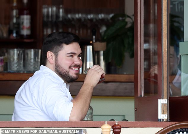 Bruce Lehrmann is pictured enjoying a long lunch with a friend in Bondi last year