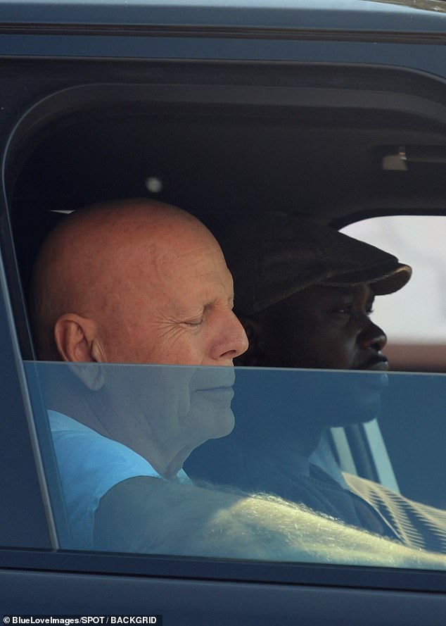 The Die Hard star, 69, appeared to relax in the passenger seat as he was driven through the city, as he struggles with his aphasia and dementia.