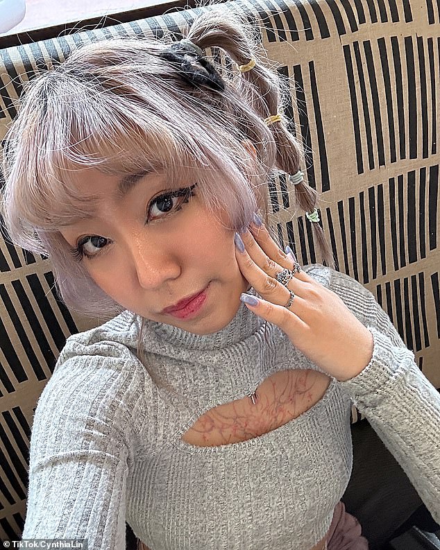 Cynthia Lin, 20, (pictured), who lives in Perth, has been banned from entering Bunnings stores in WA after filming dozens of clips of her approaching men and asking them out