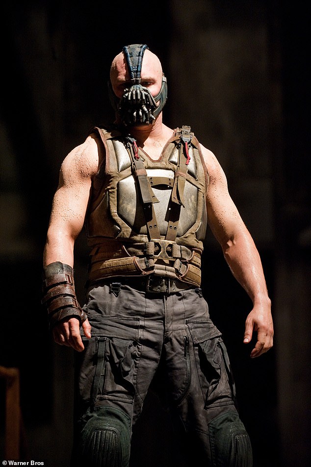 Tom Hardy as Bane in Christopher Nolan's The Dark Knight Rises. Many people complained that Bane's lines were hard to understand