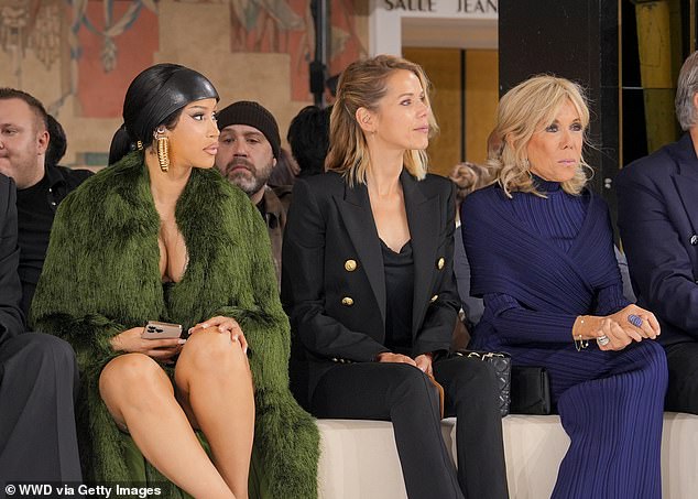 The WAP hitmaker shared the feud with Brigitte Macron as their worlds collided at the fashion event