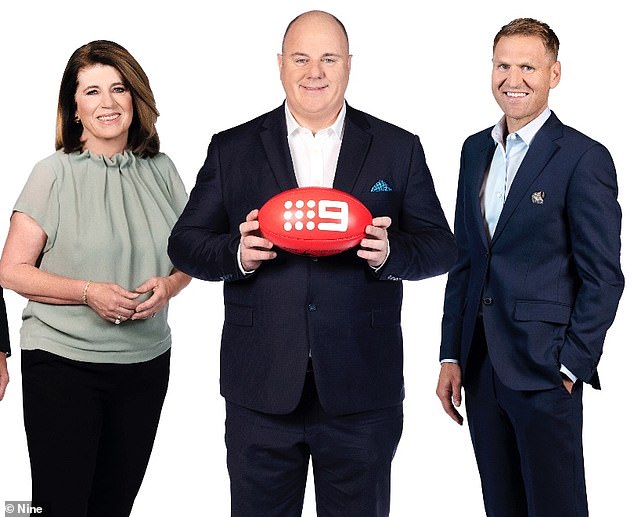 Channel Nine's Footy Classified could be pulled from air on Tuesday after stars Caroline Wilson, Craig Hutchison and Kane Cornes (pictured left to right) defected to Channel Seven for the 2025 AFL season