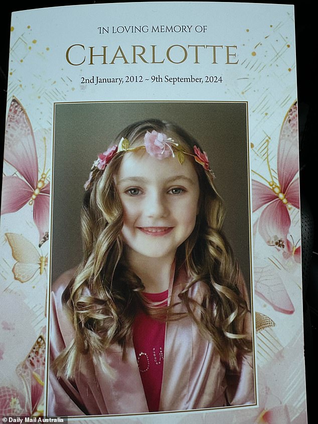 Hundreds of friends, students and teachers are expected to attend Charlotte's funeral on Friday and support her heartbroken family at her primary school (photo, her funeral booklet)