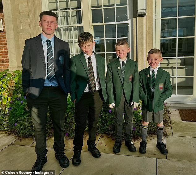 Coleen Rooney's children were among the pupils returning to school this week after the summer holidays (pictured L-R Kai, Klay, Kit and Cass)