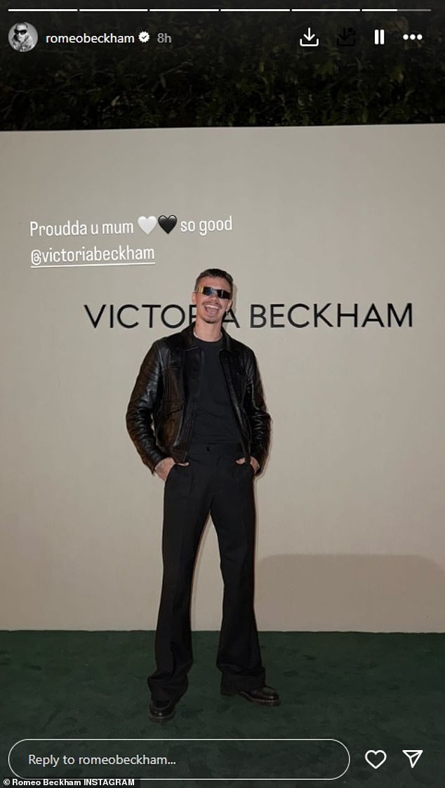 Cruz and Romeo Beckham took to social media to express their support for their mother Victoria after her Paris Fashion Week show on Friday