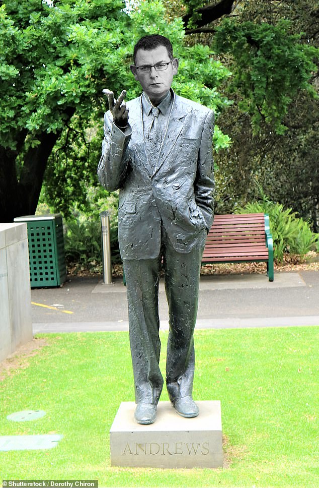 Andrews' face has been placed on top of a statue of his Labor predecessor John Cain. Daily Mail Australia is not suggesting the image will look like the one above.