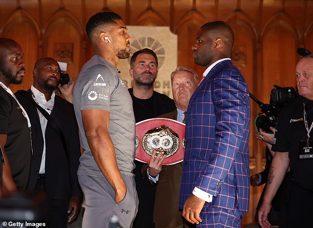 Anthony Joshua (left) and Daniel Dubois (right) face off for their world title clash