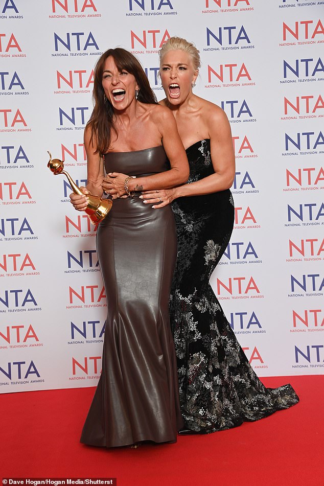 Davina McCall and Hannah Waddingham looked in great spirits as they performed an animated show together at the National Television Awards on Wednesday