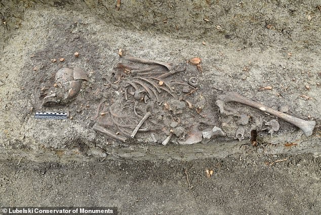 The remains of a 'child vampire' with his head severed from his body