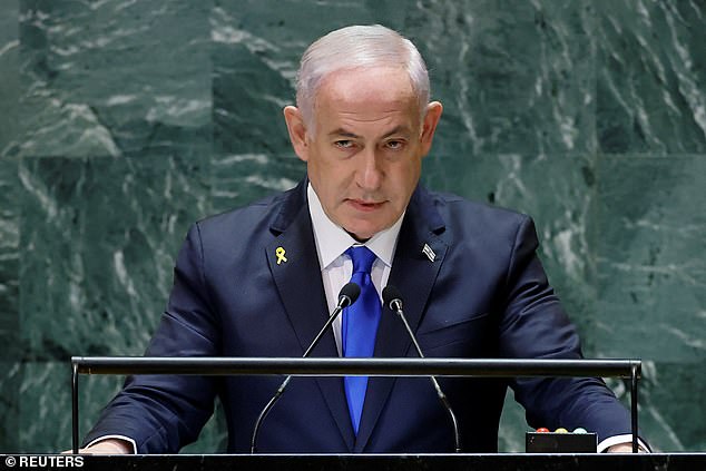 Israeli Prime Minister Benjamin Netanyahu addresses the 79th United Nations General Assembly at UN Headquarters in New York, USA, September 27, 2024