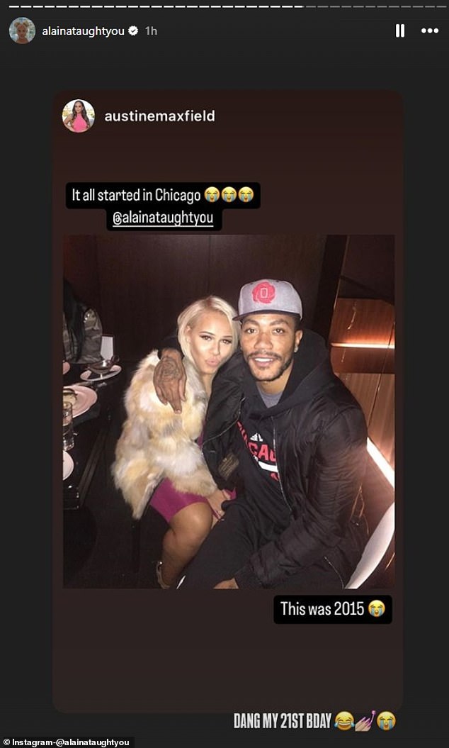 Derrick Rose and his wife, Alaina, are seen at her 21st birthday in 2015