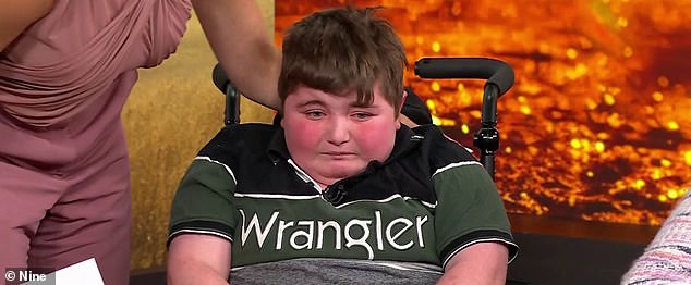 Disabled youngster Brodie Pankhurst - who is devastated after being banned from his favourite sport - broke down on the Today show on Wednesday (pictured)