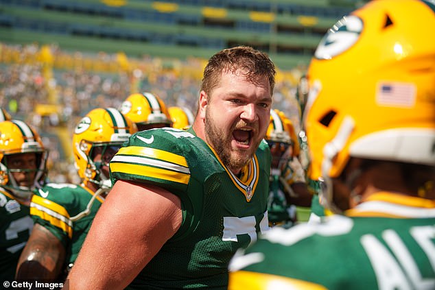 Packers center Josh Myers threw the ball away on a third-down play on Sunday