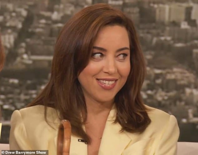 Aubrey Plaza supported herself with a cane during an appearance on Tuesday's episode of The Drew Barrymore Show