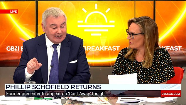 Eamonn Holmes said Phillip Schofield 'deserves to live in exile and is addicted to fame' in an angry rant on GB News on Monday