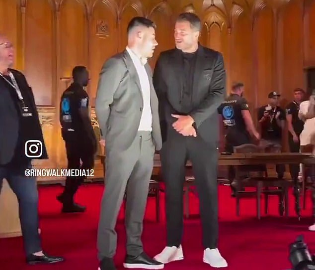 Eddie Hearn (right) and Ben Shalom (left) were seen in animated conversation during the final press conference on Thursday