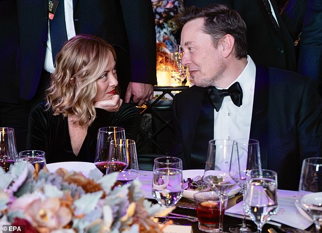 Photos shared online show the Tesla founder and the Italian prime minister locking eyes at the Global Citizen Awards in New York City on Monday.