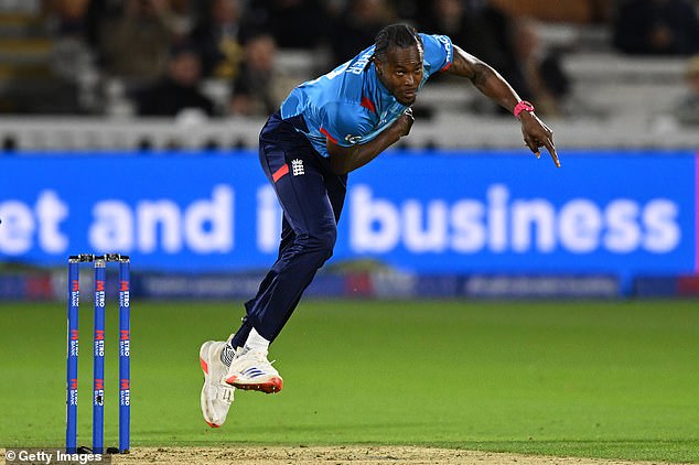 Jofra Archer pictured in action for England during Friday's ODI win over Australia at Lord's