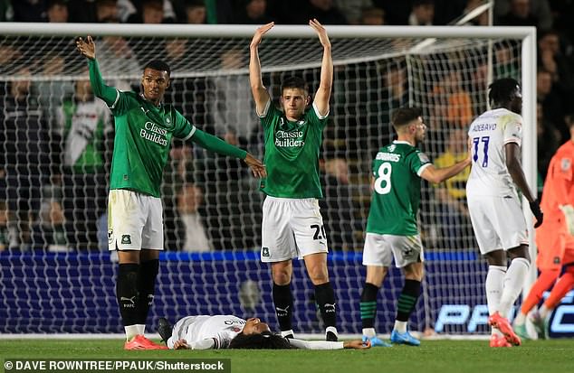 Luton midfielder Tahith Chong was treated by medical staff after collapsing on the pitch