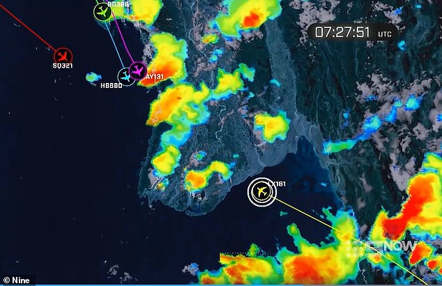 Flight radar images (above) of the crash show that other aircraft flying over Myanmar avoided the storm activity. However, SQ321 (shown in red) stayed true to its intended path and headed straight for the core of the cell