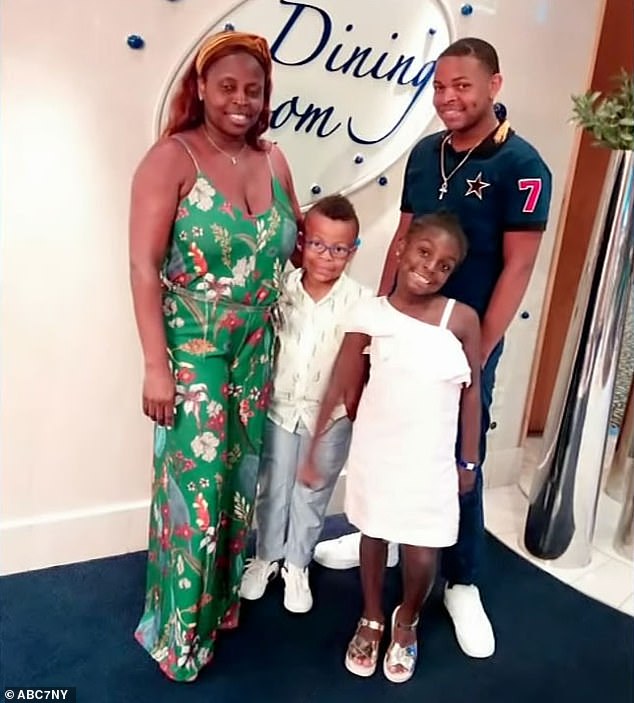 Tisha LaSaine, left, her son Kaseem Miller, right, and her twins were supposed to go on a cruise that left from Orlando. Their flight was delayed, causing them to miss the entire trip