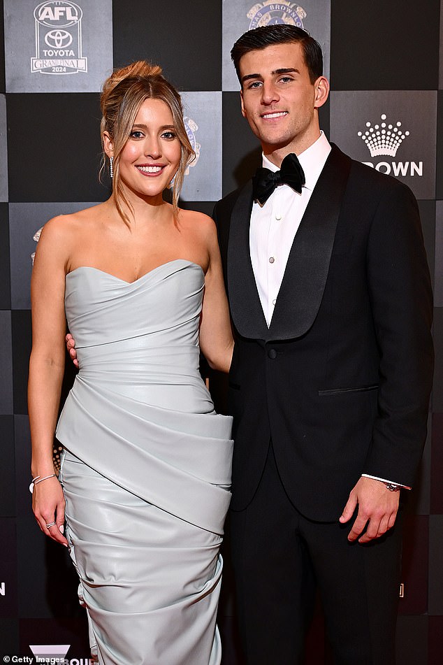 Nick Daicos (pictured with partner Arlette Amor) is a firm favourite to win this year's Brownlow Medal