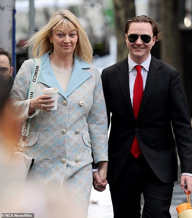 Melanie Lynn and her stepson Geordie arrive at court for closing arguments in the trial on June 12