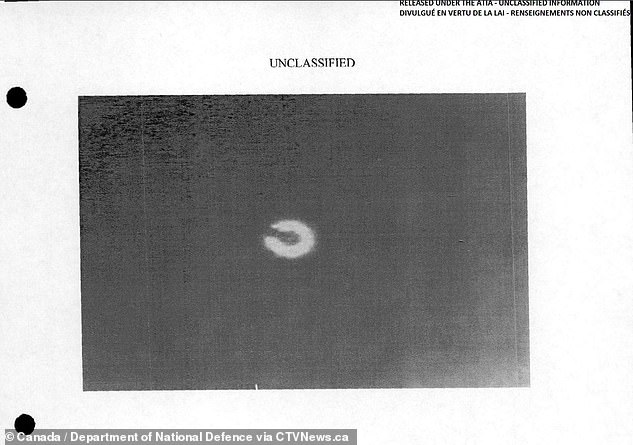 Canada has released the first-ever image of the UFO shot down during a chase over Alaska and the Yukon following the February 2023 Chinese spy balloon drama (above)