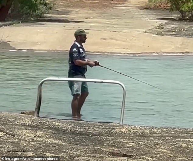 The man was recently fishing in the water (pictured) at Shady Camp, located in the Mary River National Park in the Northern Territory