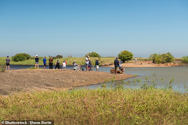 The images were a fresh reminder for tourists visiting Shady Camp (pictured) to be careful of crocodiles.