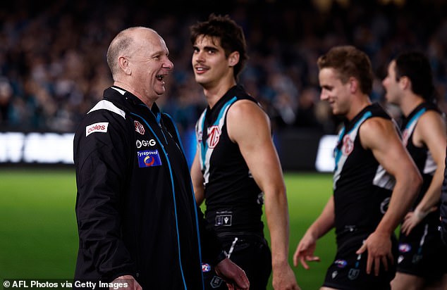 Port Adelaide coach Ken Hinkley launched a spray at Hawthorn players after their elimination final win