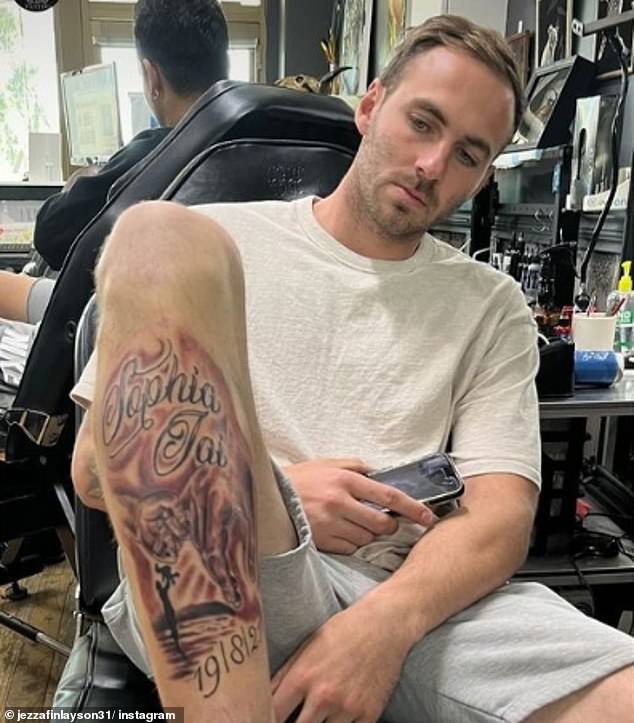 Football star Jeremy Finlayson has opted for a touching tattoo inspired by his daughter Sophia, just days after his wife Kellie shared heartbreaking news