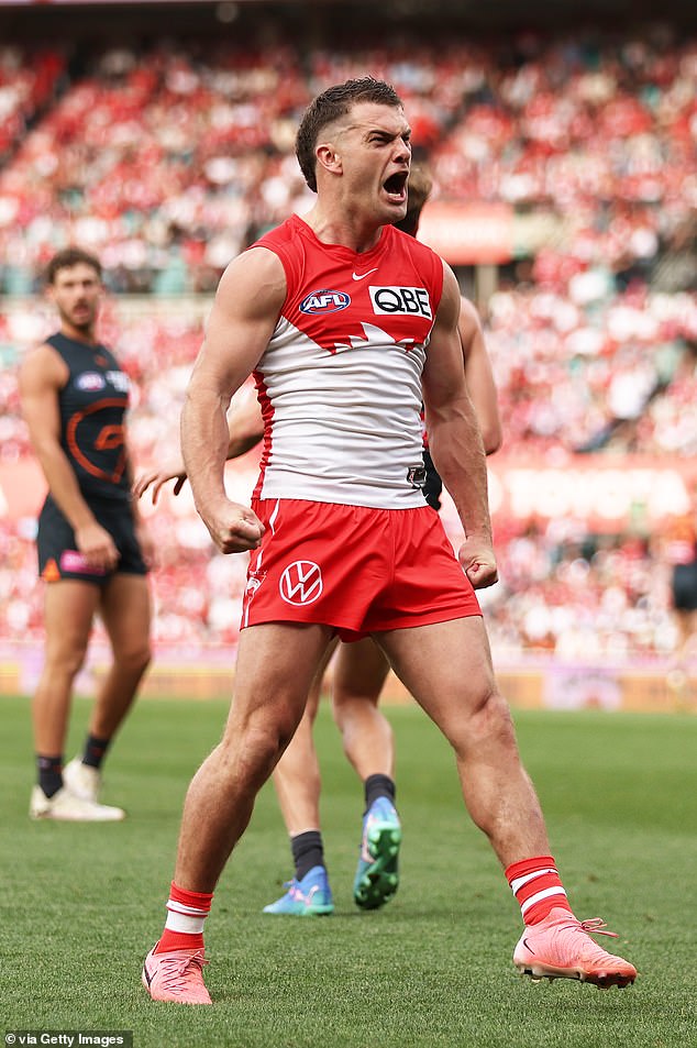 Tom Papley was involved in a car crash just hours before starring for the Sydney Swans in their thrilling qualifying final win over GWS (pictured)