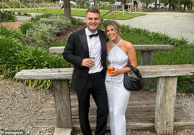 The Swans star player (pictured with fiancée Annie Milner) told coach Longmire nothing about the collision and played an excellent game