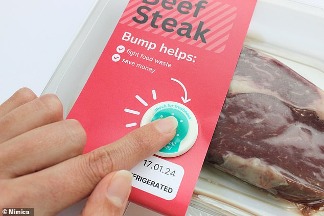 Mimica's Bump Tag is a temperature-sensitive, tactile label that provides real-time information about food freshness