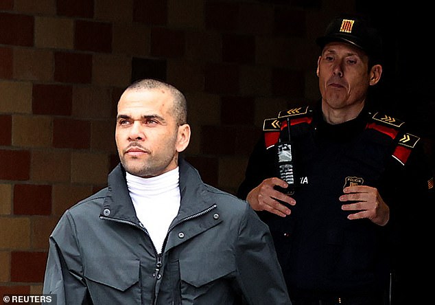 Alves paid a €1million (£850,000) bail to be released after pleading guilty to rape