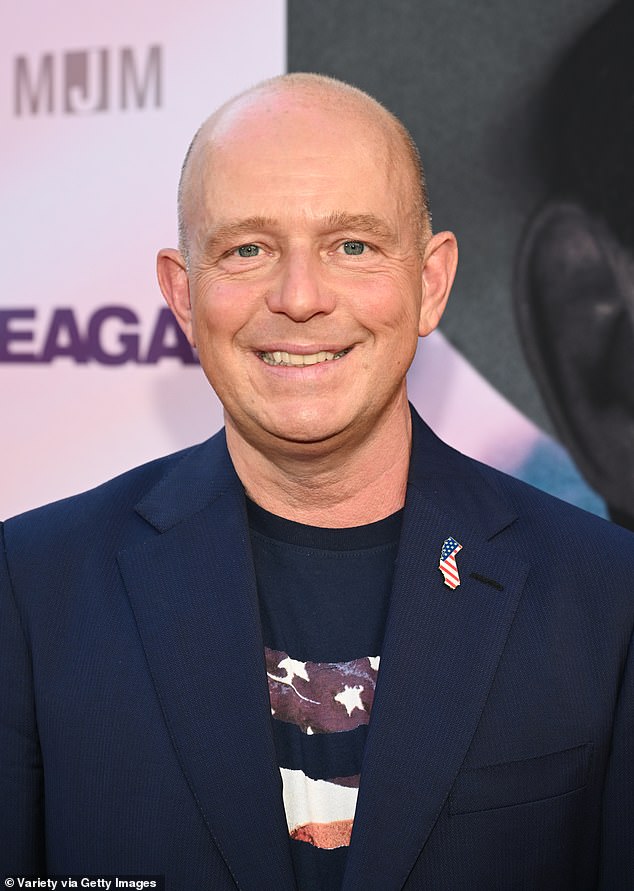 Fox News contributor Steve Hilton attends the premiere of 'Reagan' at the TCL Chinese Theatre on August 20, 2024 in Los Angeles, California. Politico reports that he is considering a bid for governor of California, and is seen here wearing a red, white and blue Golden State pin