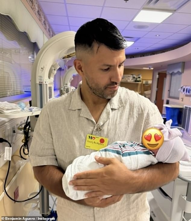 Sergio Aguero has become a father for the second time and has a baby girl